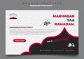Banner template in Black and white with red line islamic background design. Iftar mean is breakfasting and marhaban mean is