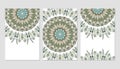 Banner template design with watercolor ethnic ornate feathers abstract mandala. Royalty Free Stock Photo