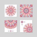 Banner template design with watercolor ethnic ornate feathers abstract mandala. Royalty Free Stock Photo