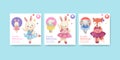 Banner template with Fairy ballerinas animals concept,watercolor style Royalty Free Stock Photo