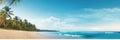 banner template featuring a tropical beach scene with clear blue skies and palm trees Royalty Free Stock Photo