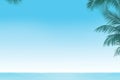 banner template featuring a tropical beach scene with clear blue skies and palm trees Royalty Free Stock Photo