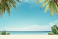 banner template featuring a tropical beach scene with clear blue skies and palm trees Royalty Free Stock Photo