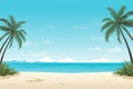 banner template featuring a tropical beach scene with clear blue skies and palm trees Royalty Free Stock Photo