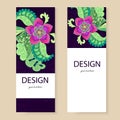 Banner template, flowers, Doodle. Sample leaflets, flyers