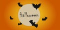 a banner template for Halloween. orange background, bat, short phrase Halloween. vector illustration