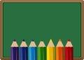 Banner template with many color pencils in background