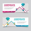 Banner template with square abstract background illustration