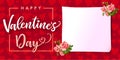Happy Valentines Day lettering banner rose flower and hearts Royalty Free Stock Photo