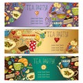 Banner templates vector collection. Tea party. Royalty Free Stock Photo