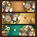 Banner templates vector collection. Tea party Royalty Free Stock Photo