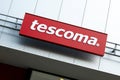 Banner of Tescoma kitchenware retail store on a grey wall of a shopping mall Royalty Free Stock Photo