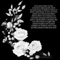 1687 banner, banner for text, greetings card, wedding invitation, decorated with flowers in gray monochrome