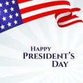 Banner Text Happy President`s Day American Flag Ribbon Stars Stripes On A Light Background Patriotic American Theme USA Flag