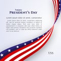 Banner Text Happy President`s Day American Flag Ribbon Stars Stripes On A Light Background Patriotic American Theme USA Flag