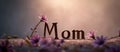 Banner with text mom adorned with flowers, a heartwarming and floral tribute to celebrate essence of motherhood