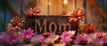 Banner with text mom adorned with flowers, a heartwarming and floral tribute to celebrate essence of motherhood