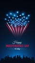 Banner 4th of july usa independence day, poster with colorful fireworks on dark sky background. Fourth of july, American national Royalty Free Stock Photo