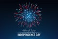 Banner 4th of july usa independence day, template with american colorful fireworks on dark sky background. Fourth of july, USA Royalty Free Stock Photo