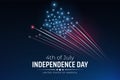 Banner 4th of july usa independence day, template with american colorful fireworks on dark sky background. Fireworks US flag. Royalty Free Stock Photo