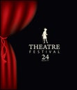 Banner for theatre festival with a red curtain