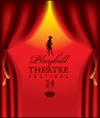 Banner for theatre festival with red curtains Royalty Free Stock Photo