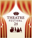 Banner for theatre festival with red curtains