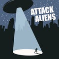 Banner on the theme of aliens attack with a flying saucer