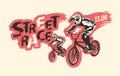 Banner on theme of street race and extreme sport