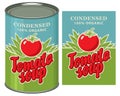 Banner with a tin can and a label for tomato soup