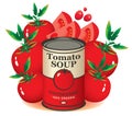 banner for tomato soup in a pile of tomatoes Royalty Free Stock Photo