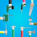 Banner with tools in hands Royalty Free Stock Photo