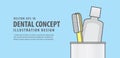 Banner toothbrush and toothpaste in the cup illustration vector Royalty Free Stock Photo