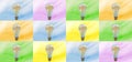 Banner or top poster, colourful lightbulbs Royalty Free Stock Photo
