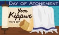 Scroll, Tallit and Shofar Horn to Celebrate Jewish Yom Kippur, Vector Illustration Royalty Free Stock Photo