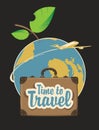 Banner with a travel suitcase and planet Earth Royalty Free Stock Photo