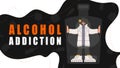 Banner Treatment for alcohol addiction. A woman is a hostage inside a bottle. Royalty Free Stock Photo