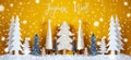 Banner, Trees, Snowflakes, Yellow Background, Joyeux Noel Means Merry Christmas