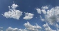 Banner Tropical summer blue sky fluffy white cloud summertime on light sunny day cloudscape. Panoramic Clear bright blue skyline Royalty Free Stock Photo