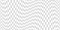 Banner twisted convex seamless chessboard, checkerboard optical illusion mosaic pattern, checkered background distortion wave