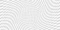 Banner twisted convex seamless chessboard, checkerboard optical illusion mosaic pattern, checkered background distortion wave