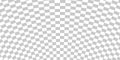 Banner twisted convex seamless chessboard, checkered background distortion wave, checkerboard optical illusion mosaic pattern