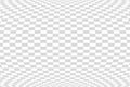 Banner twisted convex seamless chessboard, checkered background distortion wave, checkerboard optical illusion mosaic pattern