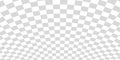 Banner twisted convex seamless chessboard, checkered background distortion wave, checkerboard optical illusion mosaic pattern