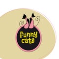 Banner with two funny cats vector isolated object