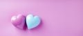 Banner with two little pastel hearts, a symbol of a couple for Valentine's Day