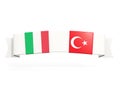 Banner with two square flags of Italy and turkey