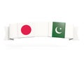 Banner with two square flags of Japan and pakistan