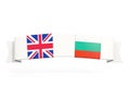 Banner with two square flags of United Kingdom and bulgaria