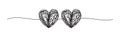 Banner with two tangled scribble hearts Royalty Free Stock Photo